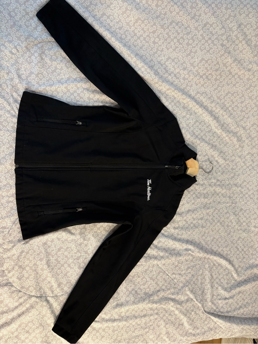 Black Zip-Up Jacket with White Script Logo